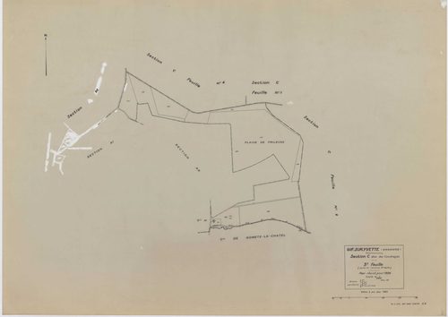 GIF-SUR-YVETTE, plans minutes de conservation : tableau d'assemblage,1939, Ech. 1/10000 ; plans des sections C1, C2, C4, E2, E3, E4, 1939, Ech. 1/1250, section C3, 1939, Ech. 1/2500, section ZQ, 1961, Ech. 1/2000, section AH, 1961, Ech. 1/1000, sections A