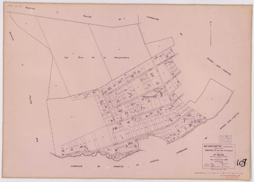 GIF-SUR-YVETTE. - Plan révisé pour 1939, à jour pour 1963 (2ème édition) : plan de la section B (feuille 2) ; plan révisé pour 1939, à jour pour 1964 (2ème édition) : plan du tableau d'assemblage ; plan révisé pour 1939, à jour pour 1975 (2ème, 3ème éditi