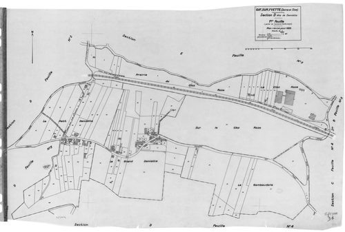 GIF-SUR-YVETTE.- Cadastre révisé pour 1939 : plan du tableau d'assemblage, plans de la section A le Moulon 2ème feuille, section B le Village 1ère feuille, idem 2ème feuille, idem 3ème feuille, section C les Coudrayes 1ère feuille, idem 2ème feuille, idem