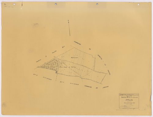 GOMETZ-LA-VILLE. - Cadastre révisé pour 1944, à jour pour 1959 (2ème édition) : plans du tableau d'assemblage, des sections A, B, C et D dite de Gometz (feuilles 1-2) ; plan de remembrement substitué au plan cadastral pour 1959 : plans des sections S, U, 