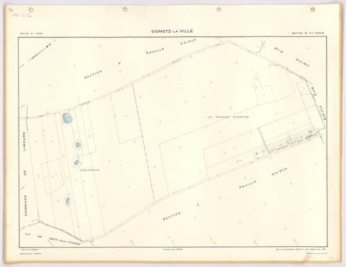 GOMETZ-LA-VILLE. - Cadastre révisé pour 1944, à jour pour 1959 (2ème édition) : plans du tableau d'assemblage, des sections A, B, C et D dite de Gometz (feuilles 1-2) ; plan de remembrement substitué au plan cadastral pour 1959 : plans des sections S, U, 