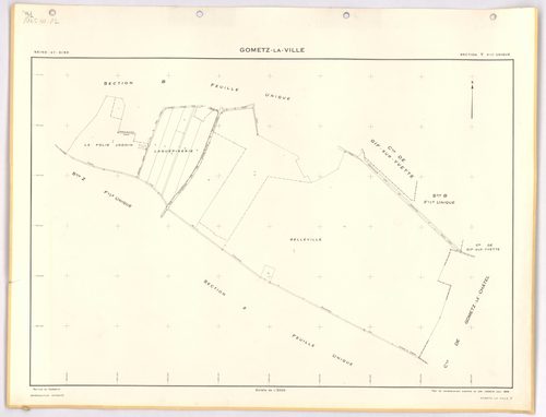 GOMETZ-LA-VILLE. - Cadastre révisé pour 1944, à jour pour 1959 (2ème édition) : plans du tableau d'assemblage, des sections A, B, C et D dite de Gometz (feuilles 1-2) ; plan de remembrement substitué au plan cadastral pour 1959 : plans des sections S, U, 