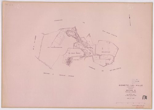 GOMETZ-LA-VILLE. - Cadastre révisé pour 1944, à jour pour 1959 (2ème édition) : plans du tableau d'assemblage, des sections A, B, C et D dite de Gometz (feuilles 1-2) ; plan de remembrement substitué au plan cadastral pour 1959 : plans des sections S, U, 