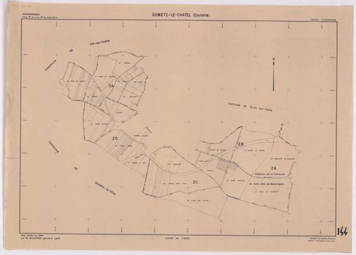 GOMETZ-LE-CHATEL. - Plan révisé pour 1935, à jour pour 1976 (2ème, 3ème édition) : plans des sections A, B dite des Vignes (feuilles 1-2), C, D et E ; plan révisé pour 1935, à jour pour 1983 (2ème, 4ème édition) : plans du tableau d'assemblage, des sectio