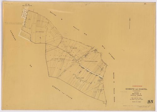 GOMETZ-LE-CHATEL. - Plan révisé pour 1935, à jour pour 1976 (2ème, 3ème édition) : plans des sections A, B dite des Vignes (feuilles 1-2), C, D et E ; plan révisé pour 1935, à jour pour 1983 (2ème, 4ème édition) : plans du tableau d'assemblage, des sectio