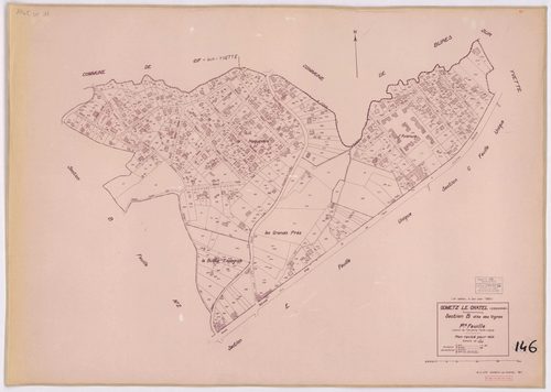 GOMETZ-LE-CHATEL. - Plan révisé pour 1935, à jour pour 1976 (2ème, 3ème édition) : plans des sections A, B dite des Vignes (feuilles 1-2), C, D et E ; plan révisé pour 1935, à jour pour 1983 (2ème, 4ème édition) : plans du tableau d'assemblage, des sectio