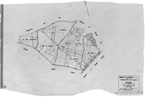 GOMETZ-LE-CHATEL. - Cadastre révisé pour 1935 : plans de la section A le Gros Orme, section B les Vignes 1ère feuille, idem 2ème feuille, section C Grivery, section D la Brosse, section E Saint-Eclair ; cadastre révisé pour 1935 mis à jour pour 1955 : pla