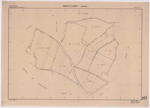 GOMETZ-LE-CHATEL. - Plan révisé pour 1935, à jour pour 1976 (2ème, 3ème édition) : plans des sections A, B dite des Vignes (feuilles 1-2), C, D et E ; plan révisé pour 1935, à jour pour 1983 (2ème, 4ème édition) : plans du tableau d'assemblage, des sectio