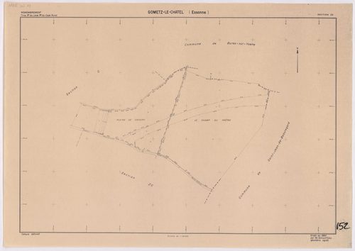 GOMETZ-LE-CHATEL. - Plan révisé pour 1935, à jour pour 1976 (2ème, 3ème édition) : plans des sections A, B dite des Vignes (feuilles 1-2), C, D et E ; plan révisé pour 1935, à jour pour 1983 (2ème, 4ème édition) : plans du tableau d'assemblage, des sectio