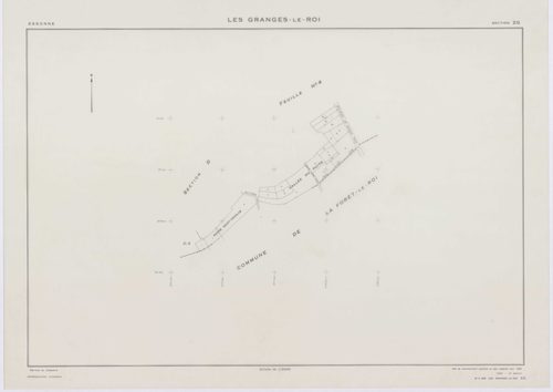 GRANGES-LE-ROI (LES), plans minutes de conservation : tableau d'assemblage, 1942, Ech. 1/10000 ; plans des sections A1, A2, A3, C1, 1942, Ech. 1/2500, sections B3, C3, D3, D4, 1942, Ech. 1/1250, sections ZB, ZE, ZG, 1959, Ech. 1/2000, sections ZH, ZI, ZK,