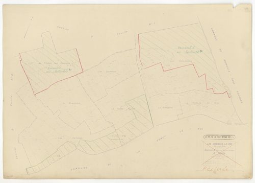 Plans minutes de conservation : GRANGES-LE-ROI (LES) : tableau d'assemblage n°1, ech. 1/10000 (1942), sections A1, A2, B2, C1, ech. 1/2500, sections B1, B3, C2, C3, D1, D2, D3, D4, ech. 1/1250 (1942) ; tableau d'assemblage n°2, ech. 1/10000 (1954), sectio