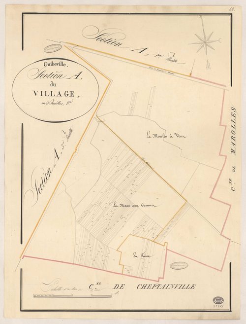 GUIBEVILLE. - Section A : Village (le), 2e feuille. 