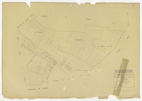 Plans minutes de conservation : GUIGNEVILLE-SUR-ESSONNE : tableau d'assemblage, ech. 1/10000 (1934-1974), sections C1, C2, C4, C5, C6, ech. 1/1250 (1934) ; section A, ech. 1/2500 (1934-1973) ; sections B3, ech. 1/2500, C3, ech. 1/1250 (1934-1974) ; sectio