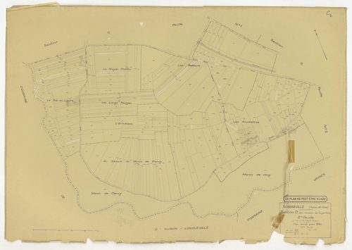 Plans minutes de conservation : GUIGNEVILLE-SUR-ESSONNE : tableau d'assemblage, ech. 1/10000 (1934-1974), sections C1, C2, C4, C5, C6, ech. 1/1250 (1934) ; section A, ech. 1/2500 (1934-1973) ; sections B3, ech. 1/2500, C3, ech. 1/1250 (1934-1974) ; sectio