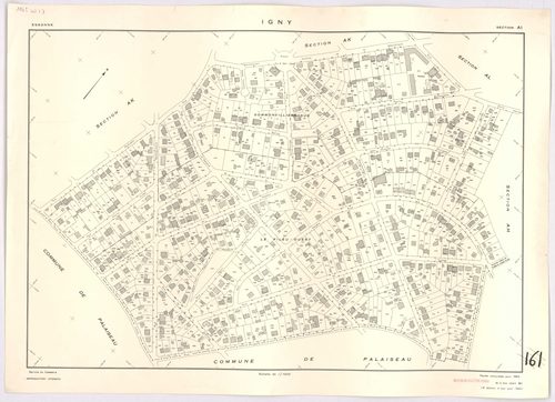 IGNY. - Cadastré révisé pour 1962, à jour pour 1976 (2ème édition) : plan du tableau d'assemblage ; feuille renouvelée pour 1962, à jour pour 1982 (3ème édition) : plans des sections AB, AC, AD, AE, AH, AI, AK, AL et AM. [10 plans]. 