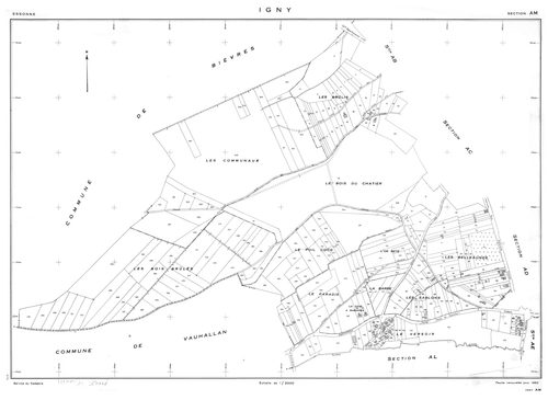IGNY.- Cadastre renouvelé pour 1962 : plan du tableau d'assemblage, plans de la section AB, section AC, section AD, section AE, section AH, section AI, section AK, section AL, section AM ; cadastre renouvelé pour 1962 mis à jour pour 1976 : plans de la se