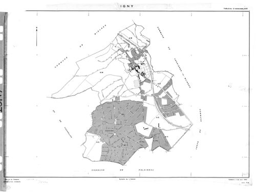 IGNY.- Cadastre renouvelé pour 1962 : plan du tableau d'assemblage, plans de la section AB, section AC, section AD, section AE, section AH, section AI, section AK, section AL, section AM ; cadastre renouvelé pour 1962 mis à jour pour 1976 : plans de la se