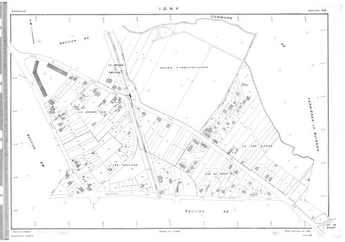 IGNY.- Cadastre renouvelé pour 1962 : plan du tableau d'assemblage, plans de la section AB, section AC, section AD, section AE, section AH, section AI, section AK, section AL, section AM ; cadastre renouvelé pour 1962 mis à jour pour 1976 : plans de la se