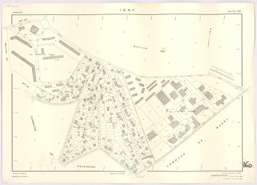 IGNY. - Cadastré révisé pour 1962, à jour pour 1976 (2ème édition) : plan du tableau d'assemblage ; feuille renouvelée pour 1962, à jour pour 1982 (3ème édition) : plans des sections AB, AC, AD, AE, AH, AI, AK, AL et AM. [10 plans]. 