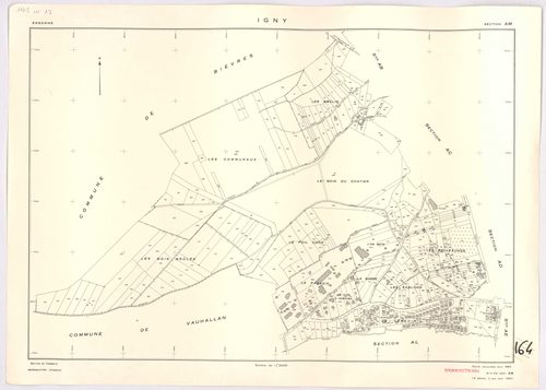 IGNY. - Cadastré révisé pour 1962, à jour pour 1976 (2ème édition) : plan du tableau d'assemblage ; feuille renouvelée pour 1962, à jour pour 1982 (3ème édition) : plans des sections AB, AC, AD, AE, AH, AI, AK, AL et AM. [10 plans]. 