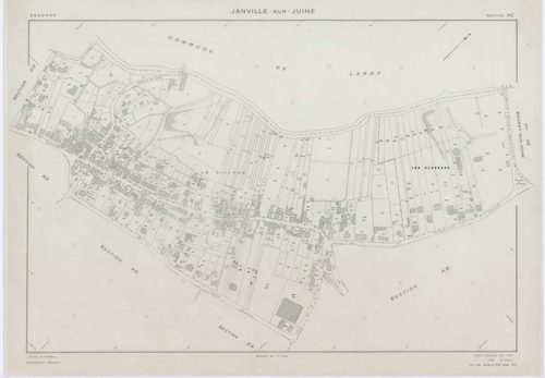JANVILLE-SUR-JUINE, plans minutes de conservation : tableau d'assemblage, 1960, Ech. 1/10000 ; plans des sections B1, AC, AD, AI, 1960, Ech. 1/1000, sections B2, B3, C, 1960, Ech. 1/2500, sections AB, AE, AH, AK, ZA, ZB, ZC, ZD, 1960, Ech. 1/2000. Polyest