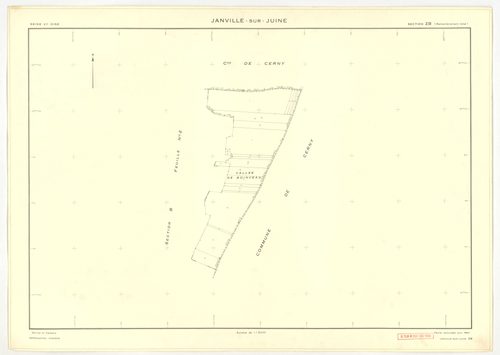 Plans minutes de conservation : JANVILLE-SUR-JUINE : tableau d'assemblage, ech. 1/10000 (1960) ; sections B1, B2, B3, C, ech. 1/2500, sections AC, AD, AI, ech. 1/1000, sections AB, AE, AH, AK, ZA, ZB, ZC, ZD, ech. 1/2000 (1960) ; section AB, ech. 1/2000 (