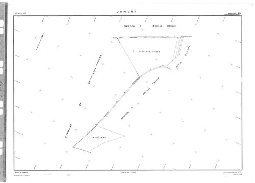 JANVRY. - Cadastre révisé pour 1937 : plan du tableau d'assemblage , plans de la section A la Brosse 2ème feuille, section B le Village 1ère feuille, idem 2ème feuille, section C le Fresneau, section D le Mulleron 1ère feuille, idem 2ème feuille, section 