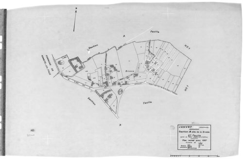 JANVRY. - Cadastre révisé pour 1937 : plan du tableau d'assemblage , plans de la section A la Brosse 2ème feuille, section B le Village 1ère feuille, idem 2ème feuille, section C le Fresneau, section D le Mulleron 1ère feuille, idem 2ème feuille, section 
