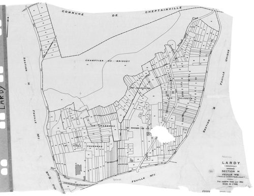 LARDY. - Cadastre révisé pour 1950 : plan du tableau d'assemblage, plans de la section A 1ère feuille, idem 2ème feuille, idem 3ème feuille, section B, section C 1ère feuille, idem 2ème feuille, section D, section E, section F 1ère feuille, idem 2ème feui