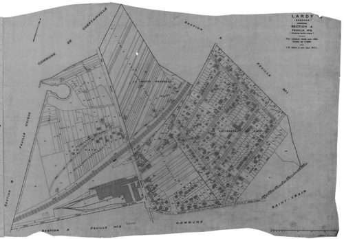 LARDY. - Cadastre révisé pour 1950 : plan du tableau d'assemblage, plans de la section A 1ère feuille, idem 2ème feuille, idem 3ème feuille, section B, section C 1ère feuille, idem 2ème feuille, section D, section E, section F 1ère feuille, idem 2ème feui