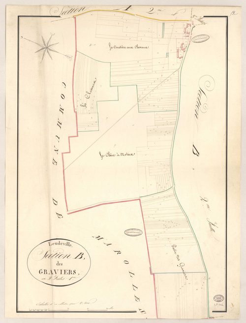 LEUDEVILLE. - Section B : Graviers (les), 1ère feuille. 