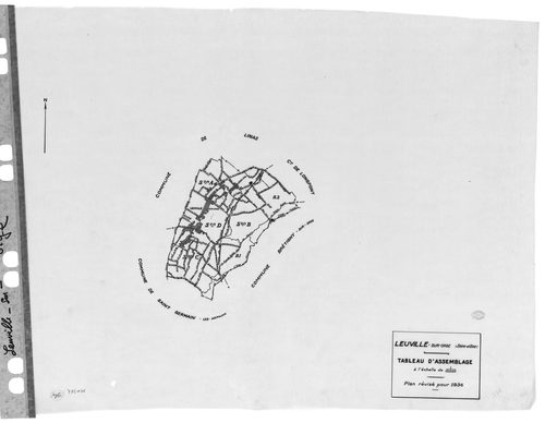 LEUVILLE-SUR-ORGE .- Cadastre révisé pour 1936 : plan du tableau d'assemblage, plans de la section A les Sauvages, section C la Rue Glatigny, section D le Parc ; cadastre révisé pour 1936 mis à jour pour 1968 : plan de la section A les Sauvages ; cadastre