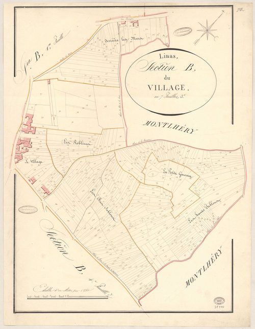 LINAS. - Section B : Village (le), 3e feuille. 