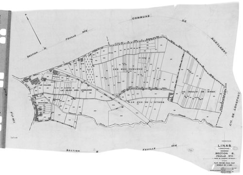 LINAS. -Cadastre révisé pour 1947 : plan du tableau d'assemblage, plans de la section A 1ère feuille, idem 2ème feuille, idem 3ème feuille, section B 1ère feuille, idem 2ème feuille, idem 3ème feuille, idem 4ème feuille, idem 5ème feuille, section C 1ère 