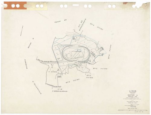LINAS, plans minutes de conservation : tableau d'assemblage,1947, Ech. 1/10000 ; plans des sections A1, A2, A3, B3, B4, C1, 1947, Ech. 1/1250, section D1, 1947, Ech. 1/2500, section D2, 1947, Ech. 1/5000, sections AA, AB, AC, AD, AE, AH, 1999, Ech. 1/1000