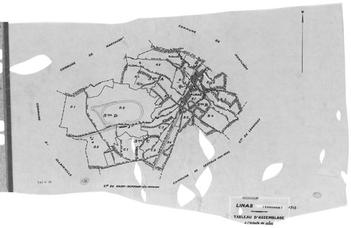 LINAS. -Cadastre révisé pour 1947 : plan du tableau d'assemblage, plans de la section A 1ère feuille, idem 2ème feuille, idem 3ème feuille, section B 1ère feuille, idem 2ème feuille, idem 3ème feuille, idem 4ème feuille, idem 5ème feuille, section C 1ère 