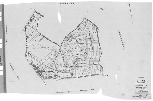 LINAS. -Cadastre révisé pour 1947 : plan du tableau d'assemblage, plans de la section A 1ère feuille, idem 2ème feuille, idem 3ème feuille, section B 1ère feuille, idem 2ème feuille, idem 3ème feuille, idem 4ème feuille, idem 5ème feuille, section C 1ère 