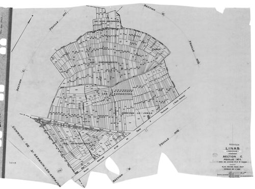 LINAS. -Cadastre révisé pour 1947 : plan du tableau d'assemblage, plans de la section A 1ère feuille, idem 2ème feuille, idem 3ème feuille, section B 1ère feuille, idem 2ème feuille, idem 3ème feuille, idem 4ème feuille, idem 5ème feuille, section C 1ère 