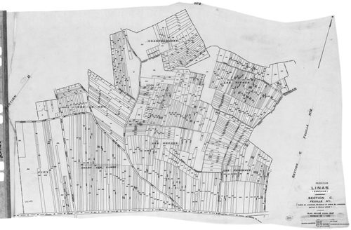LINAS. -Cadastre révisé pour 1947 : plan du tableau d'assemblage, plans de la section A 1ère feuille, idem 2ème feuille, idem 3ème feuille, section B 1ère feuille, idem 2ème feuille, idem 3ème feuille, idem 4ème feuille, idem 5ème feuille, section C 1ère 