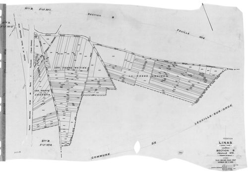 LINAS. -Cadastre révisé pour 1947 : plan du tableau d'assemblage, plans de la section A 1ère feuille, idem 2ème feuille, idem 3ème feuille, section B 1ère feuille, idem 2ème feuille, idem 3ème feuille, idem 4ème feuille, idem 5ème feuille, section C 1ère 