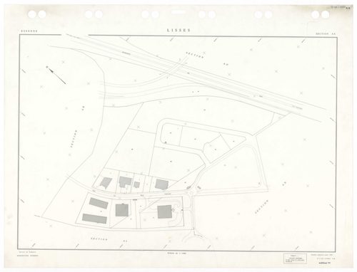 LISSES, plans minutes de conservation : tableau d'assemblage,1934, Ech. 1/10000, tableau d'assemblage 1,1934, Ech. 1/5000, tableau d'assemblage 2, 1934, Ech. 1/5000 ; plans des sections C1, D1, D2, E2, E3, 1934, Ech. 1/2500, sections B1, B2, D3, D4, 1934,