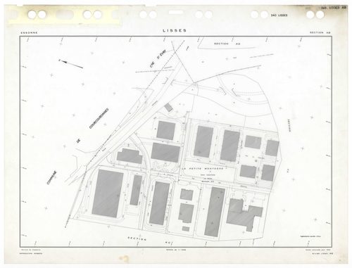LISSES, plans minutes de conservation : tableau d'assemblage,1934, Ech. 1/10000, tableau d'assemblage 1,1934, Ech. 1/5000, tableau d'assemblage 2, 1934, Ech. 1/5000 ; plans des sections C1, D1, D2, E2, E3, 1934, Ech. 1/2500, sections B1, B2, D3, D4, 1934,