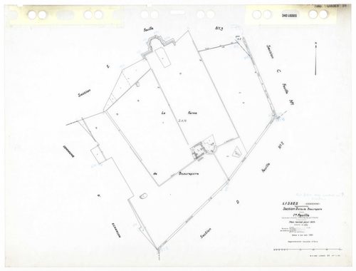 LISSES, plans minutes de conservation : tableau d'assemblage,1934, Ech. 1/10000, tableau d'assemblage 1,1934, Ech. 1/5000, tableau d'assemblage 2, 1934, Ech. 1/5000 ; plans des sections C1, D1, D2, E2, E3, 1934, Ech. 1/2500, sections B1, B2, D3, D4, 1934,