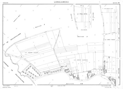 LONGJUMEAU. - Cadastre renouvelé pour 1953 mis à jour pour 1966 : plan de la section Z ; cadastre révisé pour 1966 : plan de la section TA ; cadastre révisé pour 1966 mis à jour pour 1974 ; plan de la section TA ; cadastre renouvelé pour 1966 : plans de l