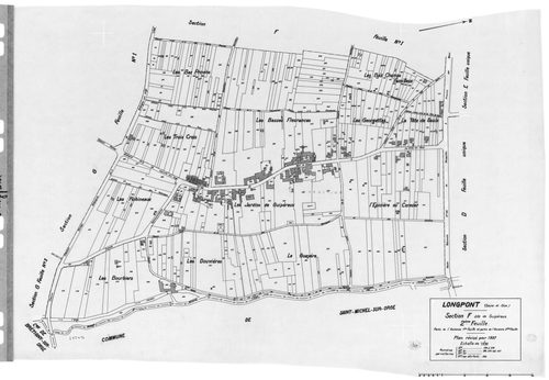 LONGPONT-SUR-ORGE. - Cadastre révisé pour 1937 : plan du tableau d'assemblage, plans de la section A Villebouzin 1ère feuille, idem 2ème feuille, section B le Mesnil 1ère feuille, idem 2ème feuille, section C les Près Neufs 1ère feuille, idem 2ème feuille