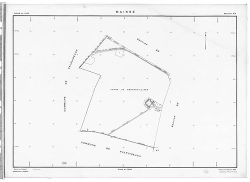 MAISSE. - Cadastre révisé pour 1955 : plan du tableau d'assemblage ; cadastre renouvelé pour 1955 : plans de la section AD, section AE, section AI, section AT, section AV, [6 plans]. 
