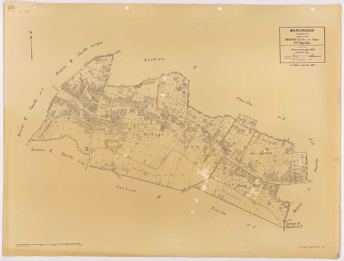 MARCOUSSIS. - Plan révisé pour 1939 : plans du tableau d'assemblage ; plan révisé pour 1939, à jour pour 1976 : plan du tableau d'assemblage ; plan révisé pour 1939, à jour pour 1980 (3ème, 4ème édition) : plans des sections A, B dite du Grand parc, C dit