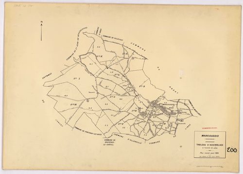 MARCOUSSIS. - Plan révisé pour 1939 : plans du tableau d'assemblage ; plan révisé pour 1939, à jour pour 1976 : plan du tableau d'assemblage ; plan révisé pour 1939, à jour pour 1980 (3ème, 4ème édition) : plans des sections A, B dite du Grand parc, C dit