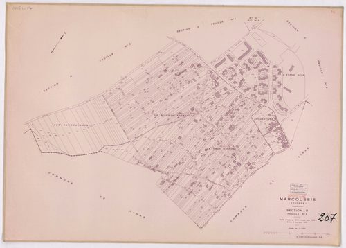 MARCOUSSIS. - Plan révisé pour 1939 : plans du tableau d'assemblage ; plan révisé pour 1939, à jour pour 1976 : plan du tableau d'assemblage ; plan révisé pour 1939, à jour pour 1980 (3ème, 4ème édition) : plans des sections A, B dite du Grand parc, C dit