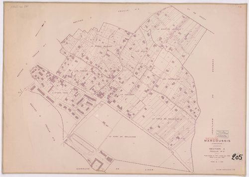 MARCOUSSIS. - Plan révisé pour 1939 : plans du tableau d'assemblage ; plan révisé pour 1939, à jour pour 1976 : plan du tableau d'assemblage ; plan révisé pour 1939, à jour pour 1980 (3ème, 4ème édition) : plans des sections A, B dite du Grand parc, C dit